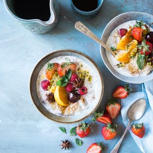 Yogurt bowls topped with fresh berries